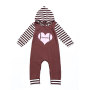 New Style Long Sleeve Cotton Strip Hooded Baby Jumpsuit