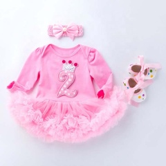 Wholesale Long Sleeve Girl Tutu Dress With Headband Outfit Set For Children Birthday Party 