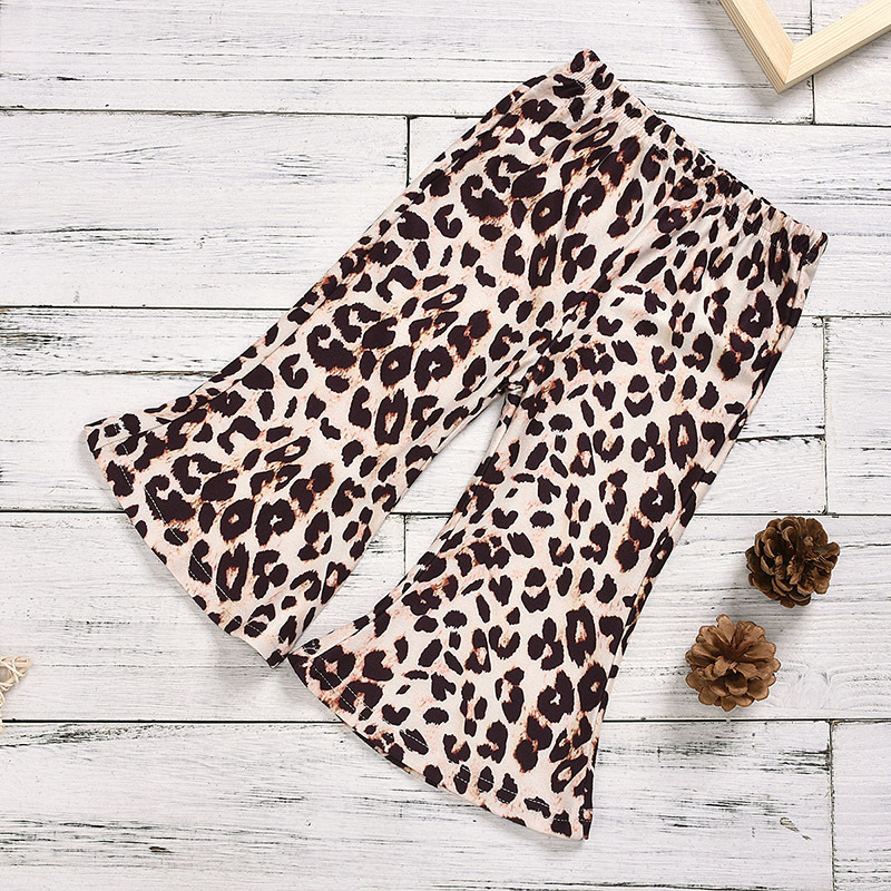 Wholesale Fashionable Girls Letters Printed Long Sleeve Rompers and Leopard Ruffle Pants Set