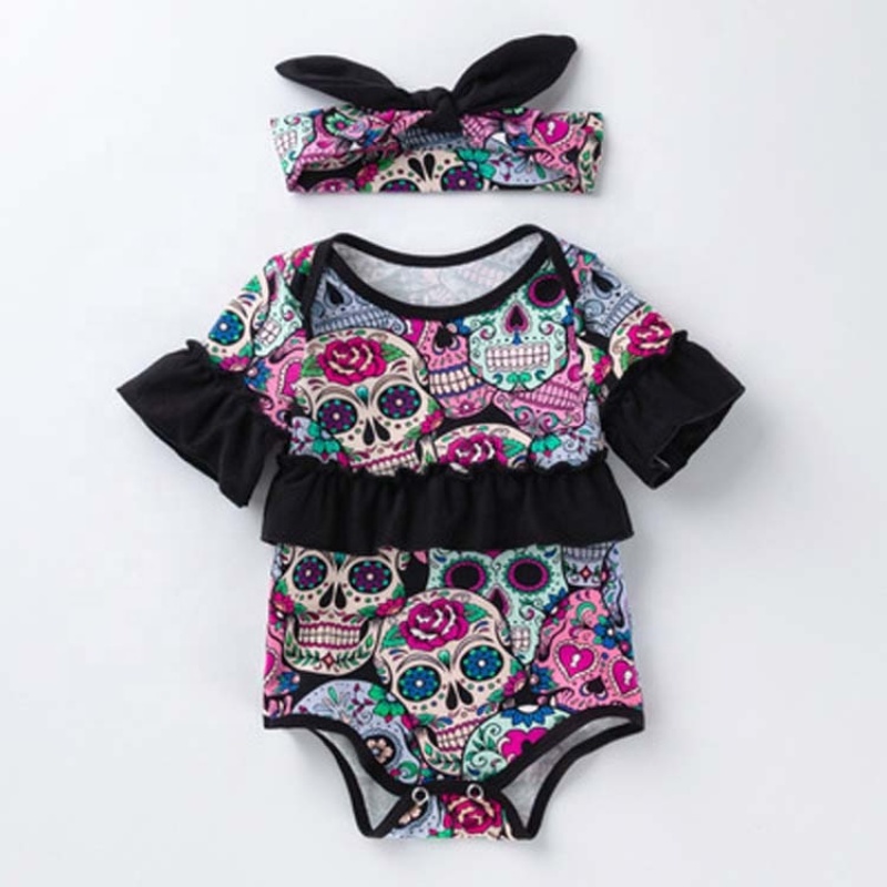 2021 korean fashion baby girls boutique clothing sets ruffle customize halloween romper