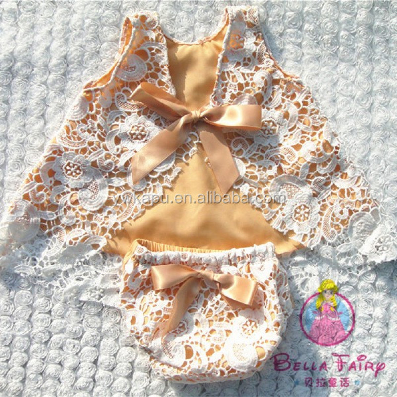 Wholesale Kids Summer Wear Lace Swing Top Matching Bloomer Clothing Set