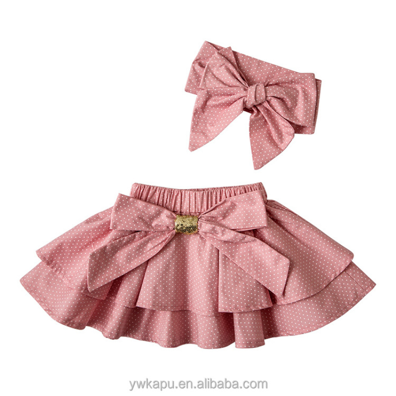 Wholesale Polka Dot Fashion Mini Skirt Headband Set For Girls