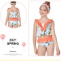 Top selling fashion ruffle print kids designer two piece swimsuit custom girls