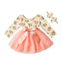 Wholesale Cotton Baby Girl Boutique Dresses With Headband Set 