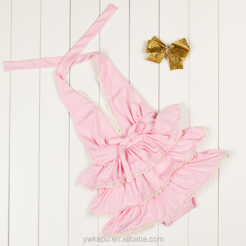Fashion Swimwear little girl Bikini Model Beach Kids Swimsuit with headband