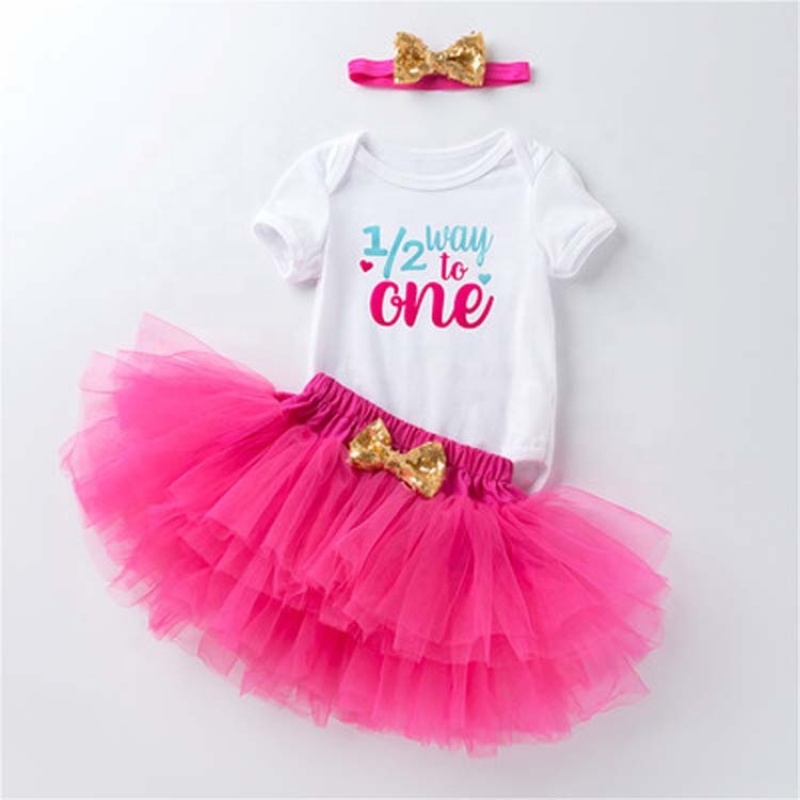 New Boutiques Baby Girl Romper With Tulle Tutu Skirts And Headband Set
