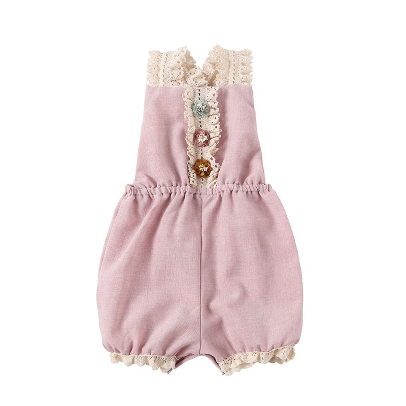 Fashion style ruffle lace romper little girl boutique clothes cotton baby romper