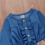 2021 korean fashion cute  baby girls printed denim dress