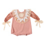 Custom Pretty Baptismal Smocked Lace Dresses Flower Girls Bows Clothing for Toddler Girls