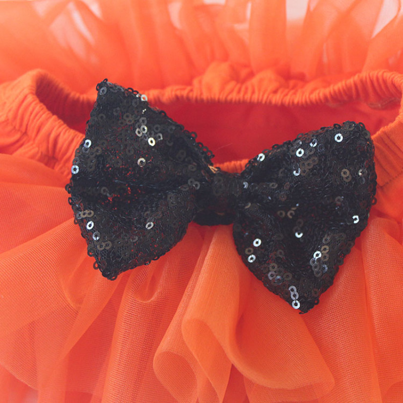 Wholesale sequin bowknot halloween black gauze comfortable infant baby diaper pants cotton