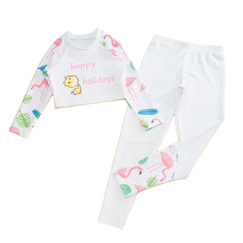 Boutiques long sleeve skirt swimwear flamingo swimsuit