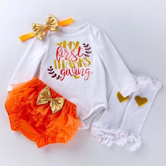 2021 thanksgiving cute baby girl socks bloomers rompers sets