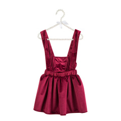 Christmas burgundy wine customer design velvet winter suspender baby girl skirts
