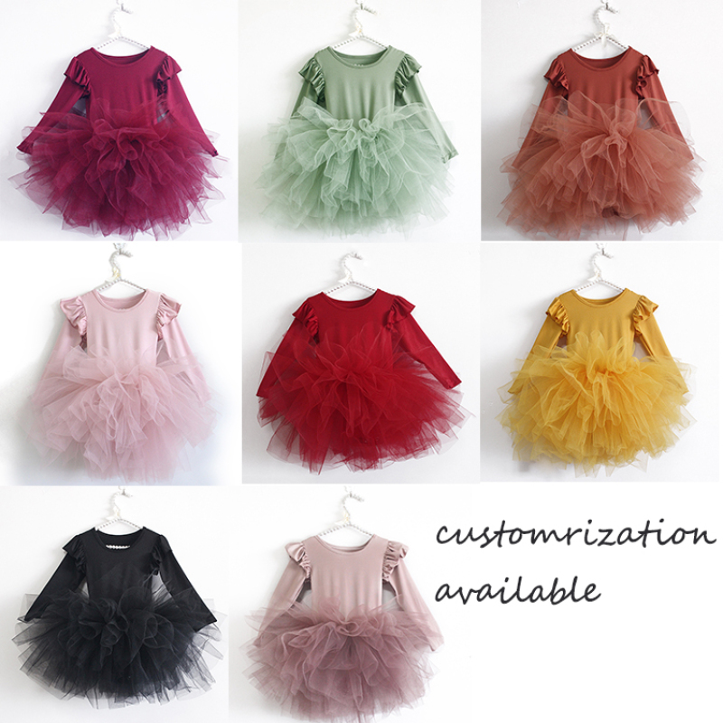 Factory Sale Long Sleeve Girl Tulle Tutu Skirts For Dancing Wear