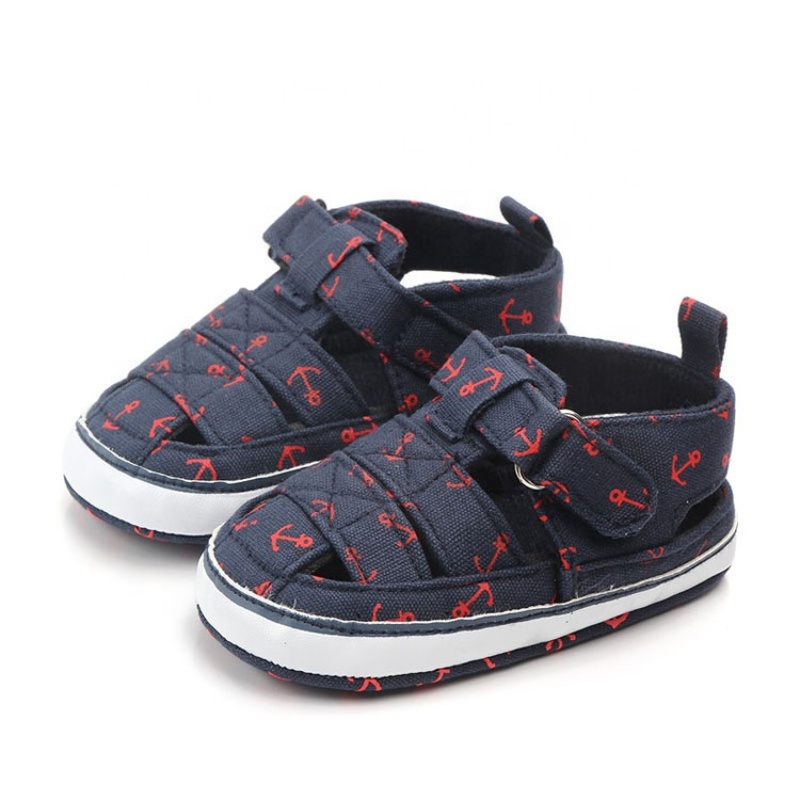 Hot saling baby shoes cotton hollow out buckle strap toddler boy sandals
