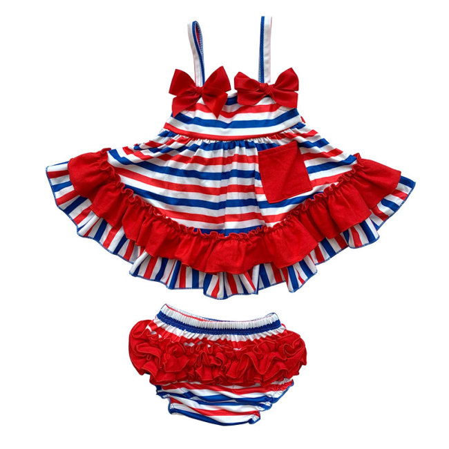 Wholesale Good Quality Floral Cotton Fancy Baby Girl Clothing Set