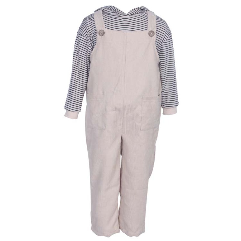 Wholesale New Design Baby Girls Trousers Solid Color Corduroy Overalls Striped Hoodie Unisex Clothing Sets