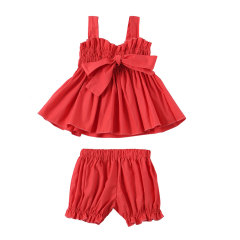 Wholesale Cotton Baby Sleeveless Suspender Top With Short Pants Kids Clothes Sets