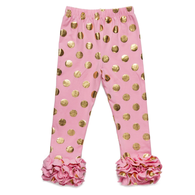 Cotton Knit Baby Pants Pattern Polka Dot Kids Children Girls Baby Icing Ruffle Leggings