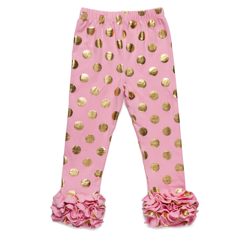 Cotton Knit Baby Pants Pattern Polka Dot Kids Children Girls Baby Icing Ruffle Leggings