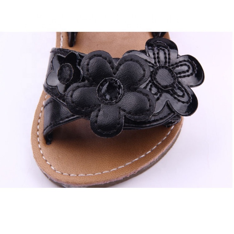 2021 cheap wholesale trendy double strap leather flower baby girl sandals