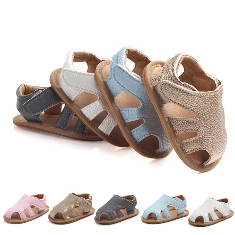 Fashion full grain leather toddler soft sole shoes hollow out sandals