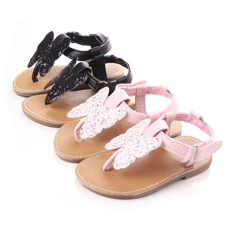 2021 latest flip flop strap sequins butterfly sandals