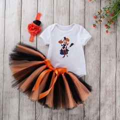 Halloween baby cute pumpkin customized clothes pleated skirt baby rompers
