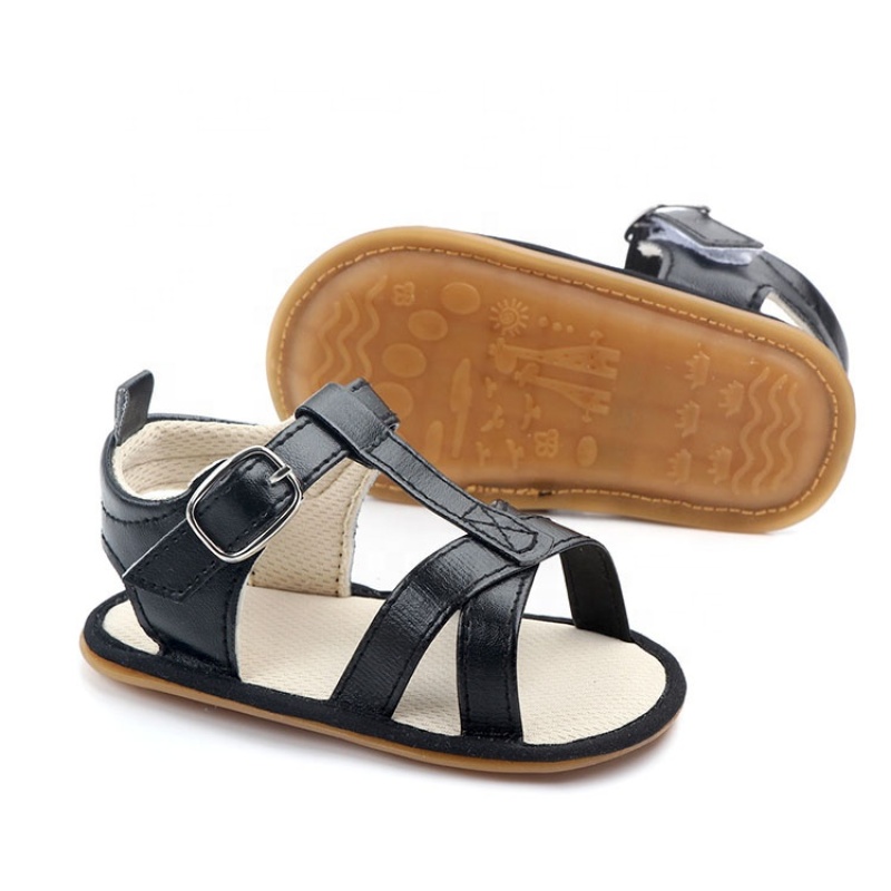 Wholesale fashion black brown buckle strap  baby girl sandals