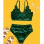 Hote sale two piece white highwaist swimwear fashion print bikini