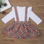 Wholesale halloween quality ruffles plaid percale cotton suspender dress