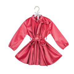 Elegant style baby girl velvet bow sashes tunic long sleeve top blouse
