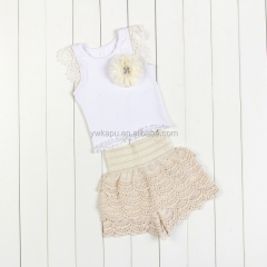 Wholesale Baby Clothing Stylish Girl Sleeveless Top With Lace Pants Set