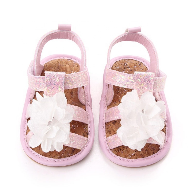 2021 latest designer round toe cork glitter toddler girl sandals