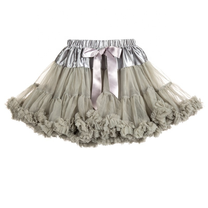 Trendy Dark Grey Fluffy Tulle Ballet Tutu Petticoat for Kids Girls Party