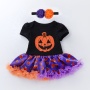 2021 fancy short puff sleeve newborn baby clothes tutu skirt halloween costume