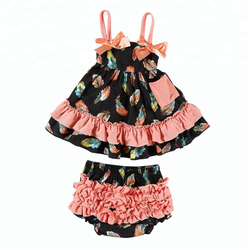 Wholesale Adorable Newborn Baby Girl Clothes Floral Print Baby Outfits Swing Sets