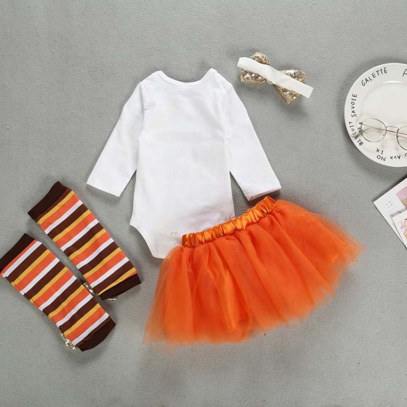 Favorite price thanksgiving day long sleeves baby fashion sequin romper sets