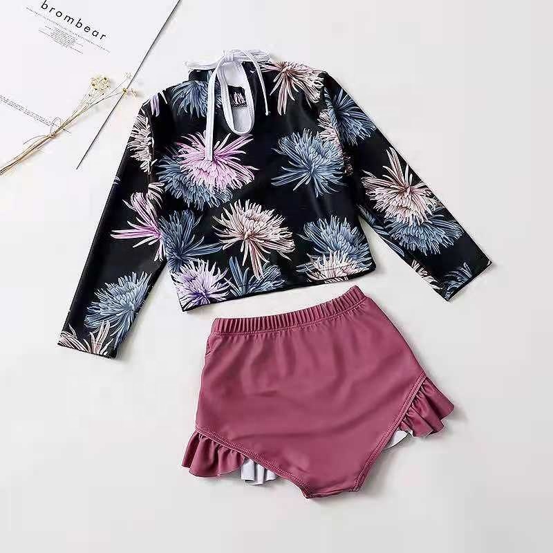 2021 summer high quality custom three piece swimsuits bikini flowers beachwear