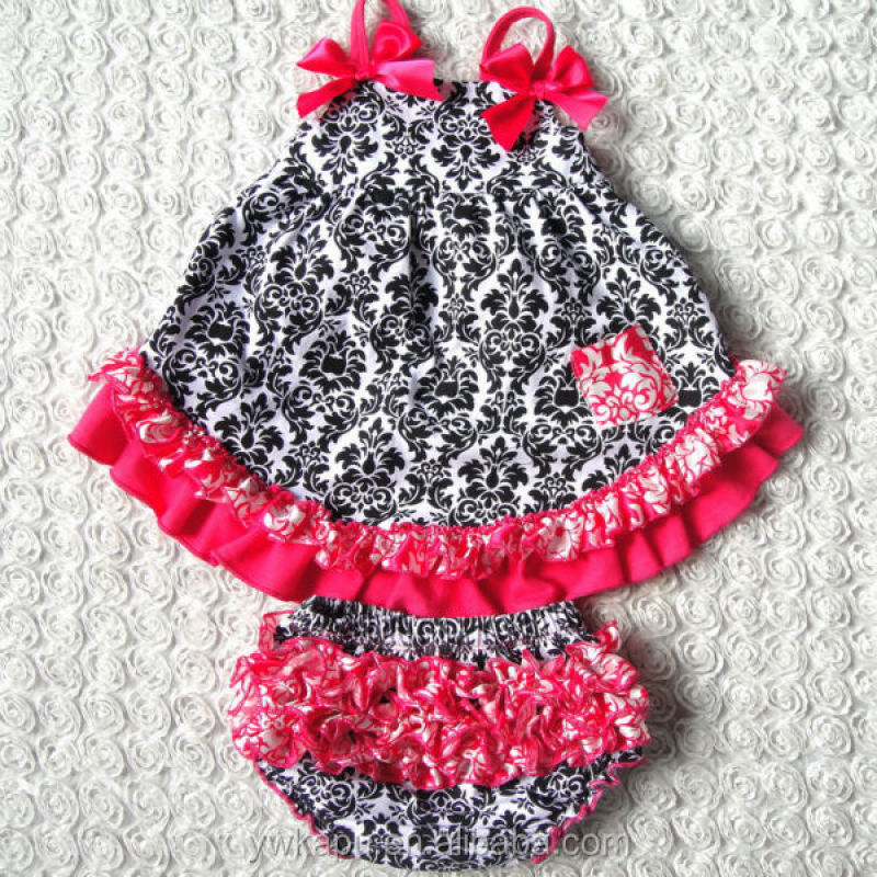 Hot Sale Summer Baby Girl Cotton Swing Top And Bloomer Set