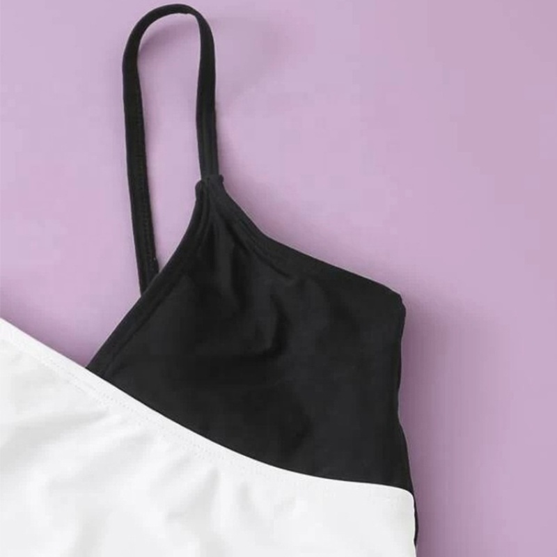Boutiques one piece black white colorblock modest swimsuit swimwear