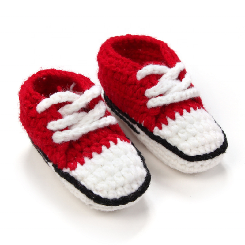 wholesale lovely sneaker pattern handmade crochet baby girl shoes