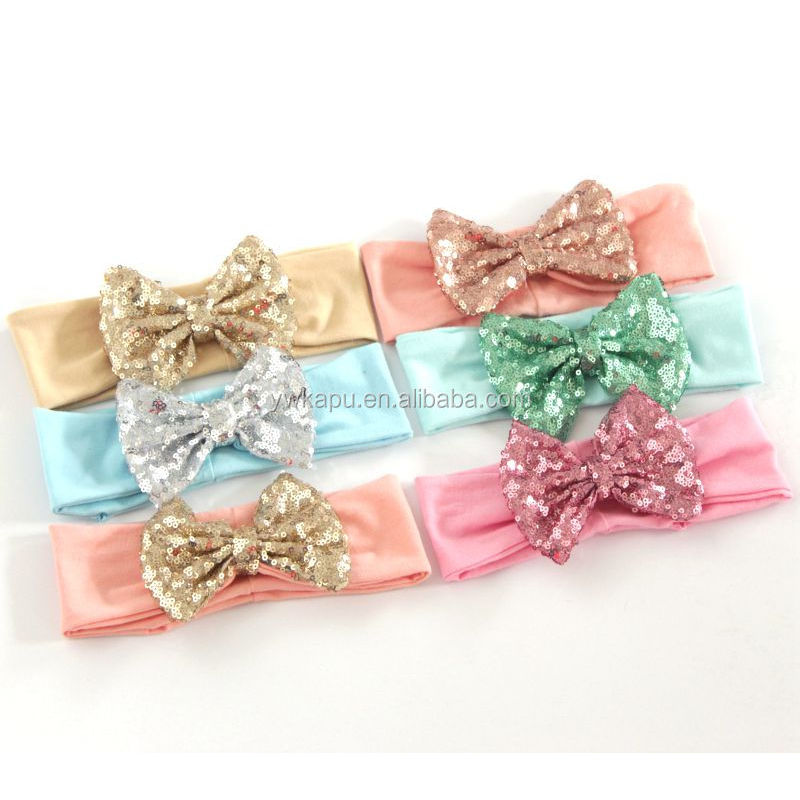 Wholesale hair accessories manufacturers china,sequin flower elastic head band,baby hair accessories