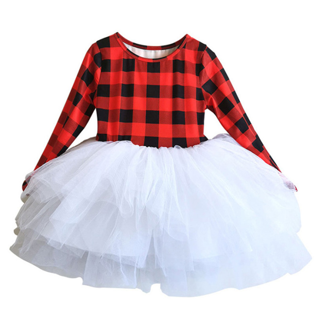 Custom Vintage Red Black Plaid Cotton White Dress Christmas Easter Fringe Shirt Party Dresses for Infant Toddler Girls