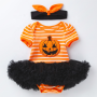 2021 cute cartoon pumpkin puff short sleeve tutu pettiskirt luxury baby dresses