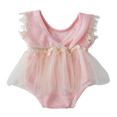 Wholesale Trendy Fine Workmanship Design Lace Floral Girls Clothes Baby's Boutique Romper Dress Toddler Gift Sets