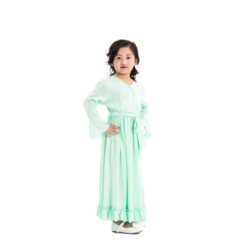 Good Quality Wedding Party Wear  8 years Children V-Neck Girl Maxi Dress