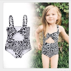 Summer orange one piece swimsuit beachwear dress hollow leopard bikini