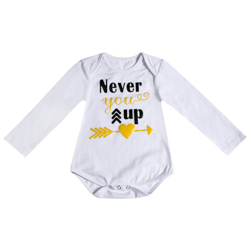 Cartoon letters loving heart white long sleeve cotton baby romper