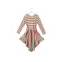 Fashionable Kids Girls Striped Christmas High-low Dress